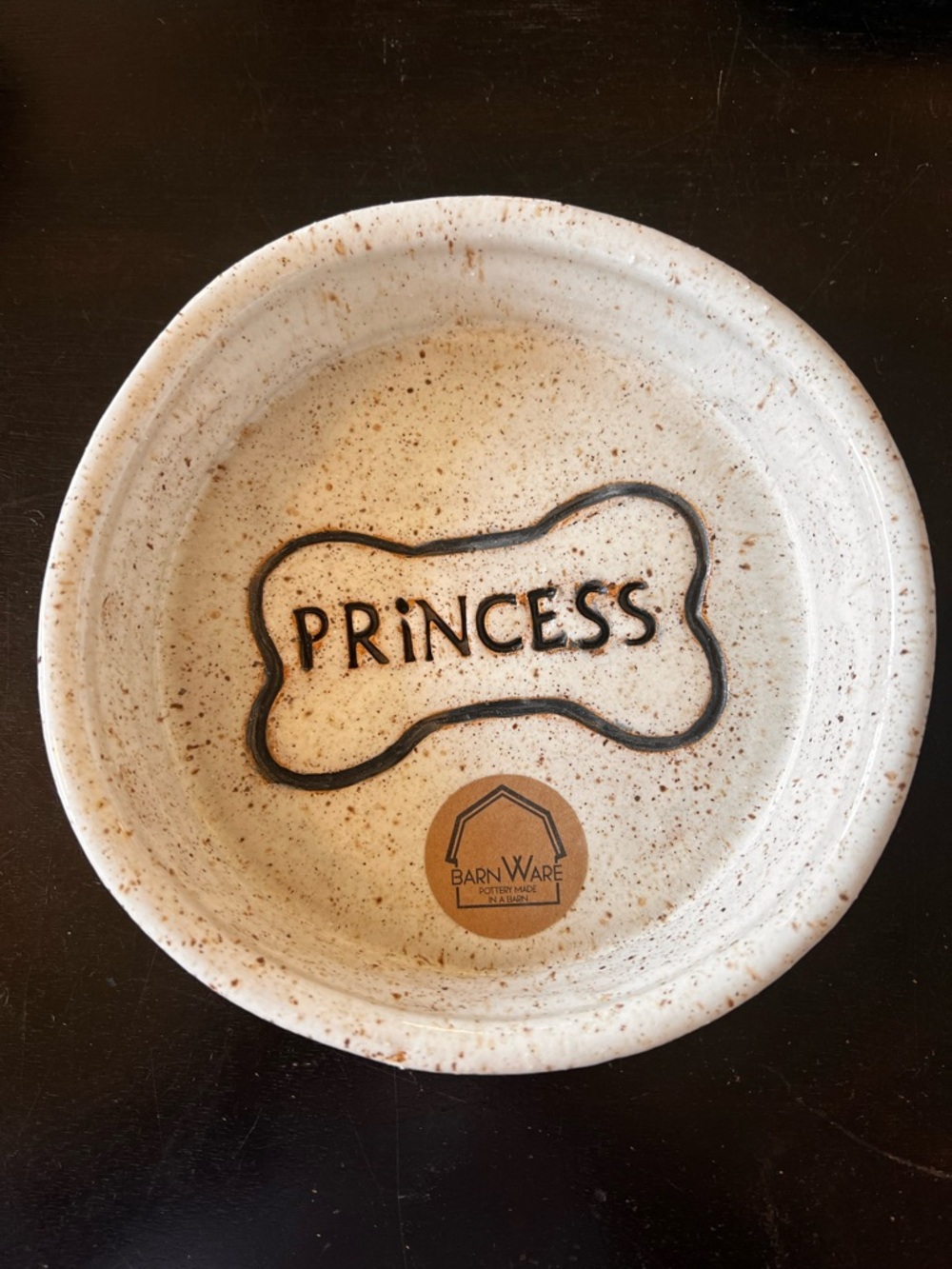 'Princess' Speckled Cream Ceramic Dog Bowl